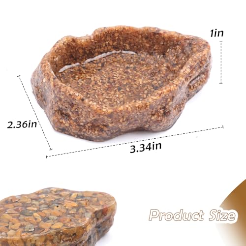2 Pack Reptile Food Bowl Natural Sandstone Water Dish for Leopard Gecko Frog Bearded Dragon Snake Tortoise Hermit Crab