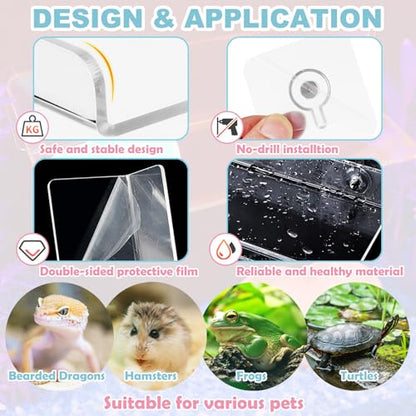 Axolotl Feeding Shelf with Feeder Bowl, Axolotl Hammock for Aquarium with Feeding Tray, Axolotl Tank Accessories for Bearded Dragons, Geckos, Lizards, Hamsters, Crabs - color: Feeding Shelf with Blue Feeder Bowl