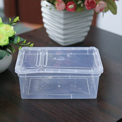 Breeding Box 5pcs, Petforu Worm Dish Reptile Feeding Box Food Container Small Size (Transparent White S)