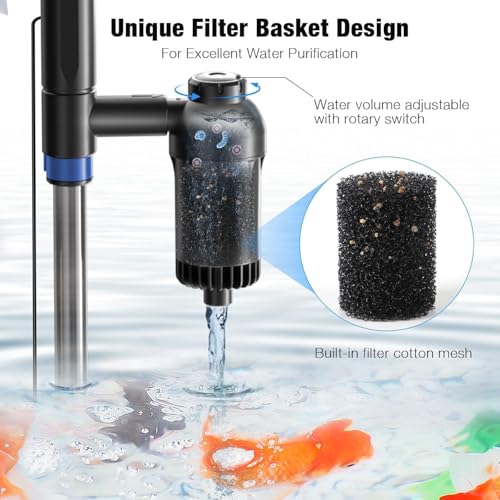 bedee Aquarium Vacuum Gravel Cleaner, 24W Electric Fish Tank Cleaner Vacuum, Automatic Water Change, Wash Sand, Water Circulation and Timed Off，Blue