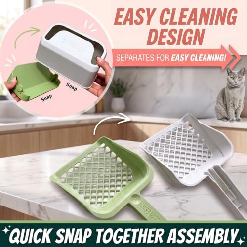 Sprinkle & Sweep: Speed Sifter Switch - Cat Litter Scooper, 2-in-1 Design: Speedy & Fine Modes, Washable Base Stand, Heavy Duty Pet Waste Removal Tool
