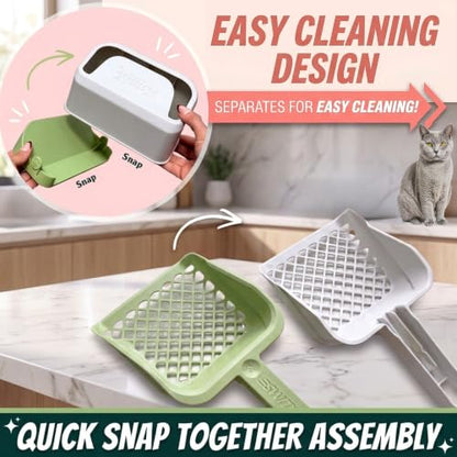 Sprinkle & Sweep: Speed Sifter Switch - Cat Litter Scooper, 2-in-1 Design: Speedy & Fine Modes, Washable Base Stand, Heavy Duty Pet Waste Removal Tool