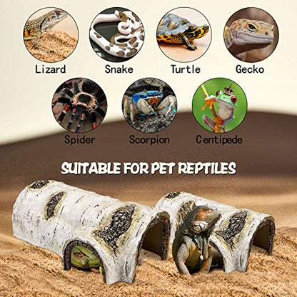 Reptile Hide Caves Simulation Tree Hideout Snake Hide - Medium | Leopard Gecko Terrarium Plastic Plant Leaves Ornament Habitat Shelter Decor for Lizard Hermit Crab Spider Frog Amphibians