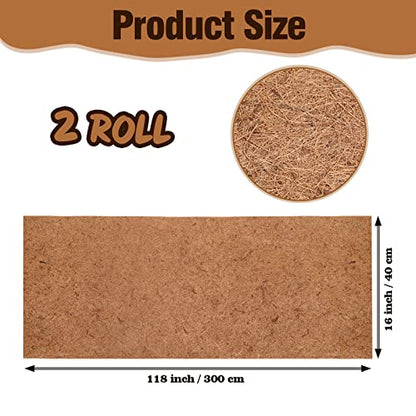 Sawysine 2 Rolls 16 x 118 Inch Coir Liner Roll Coconut Fiber Mat Natural Coconut Coir Liner Sheets Plant Potting Mat for Garden Decor Planters Flower Window Box Basket Animal Pet Pad Reptile Carpet - size: 16 x 118 Inch