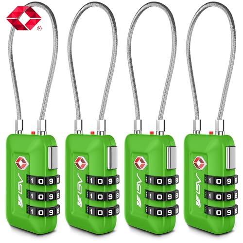 TSA Accepted Luggage Travel Lock, Set-Your-Own Combination Lock for School Gym Locker, Luggage Suitcase Baggage Locks, Filing Cabinets, Toolbox, Case(Green, 4 Pack) - color: Green 4-Pack