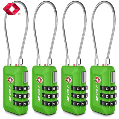 TSA Accepted Luggage Travel Lock, Set-Your-Own Combination Lock for School Gym Locker, Luggage Suitcase Baggage Locks, Filing Cabinets, Toolbox, Case(Green, 4 Pack) - color: Green 4-Pack