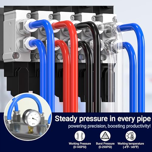 6mm OD 4mm ID Blue Polyurethane PU Pneumatic Air Hose Tubing 98.4 Feet/30Meter Air Brake Line Tubing Compressed Accessories - color: Blue, size: 6MM OD/98.4 Feet