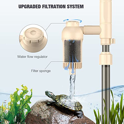 AKKEE Aquarium Vacuum Gravel Cleanater Shower and Water Circulation, Beige