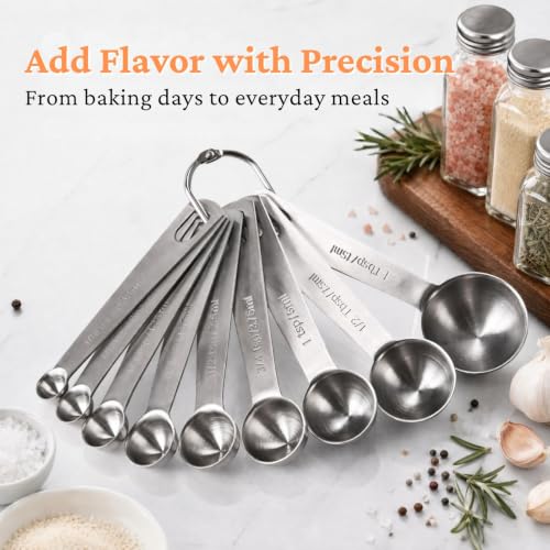21PCS Measuring Cups and Spoons Set, Include 7 Nesting Measuring Cups, 9 Measuring Spoons and 5 Mini Spoons, Stainless Steel Metal Measuring Set, Kitchen Gadgets for Cooking & Baking - size: 21PCS Set