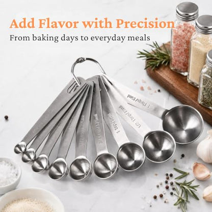 21PCS Measuring Cups and Spoons Set, Include 7 Nesting Measuring Cups, 9 Measuring Spoons and 5 Mini Spoons, Stainless Steel Metal Measuring Set, Kitchen Gadgets for Cooking & Baking - size: 21PCS Set