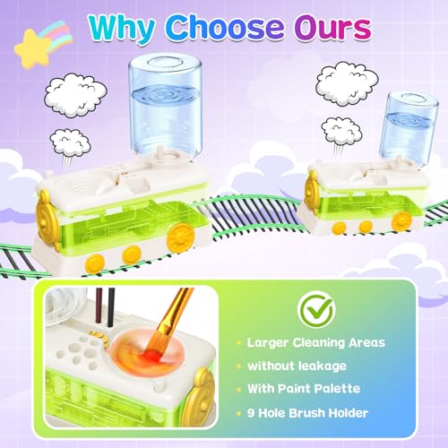 Paint Brush Cleaner Tool, Paint Brush Rinser with Holder, White | Water circulation paint brush washer with palette and brush holder for watercolor, acrylic, gouache, beginners and kids. - color: White