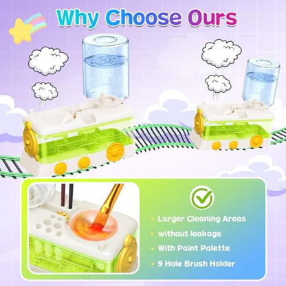 Paint Brush Cleaner Tool, Paint Brush Rinser with Holder, White | Water circulation paint brush washer with palette and brush holder for watercolor, acrylic, gouache, beginners and kids. - color: White