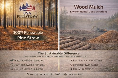 Long Needle Pine Straw Mulch - 240 Sqft Coverage 1 Set - Premium USA Harvested PineStraw for Landscaping, Weed Control, Moisture Retention & Erosion Control - USA Pinestraw - size: Long Needle - 240 Sqft - New Bigger Box 1 set