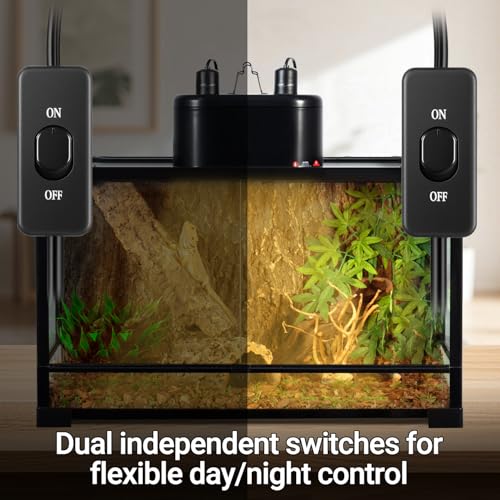 REPTI ZOO Dual Reptile Light Fixture for Reptile Dome UVB Lamp Fixture Dual Reptile Reflector Dome Lamp Cap Combo Integration Design Heat Lighting Lamp Kit - size: 1 Count (Pack of 1)