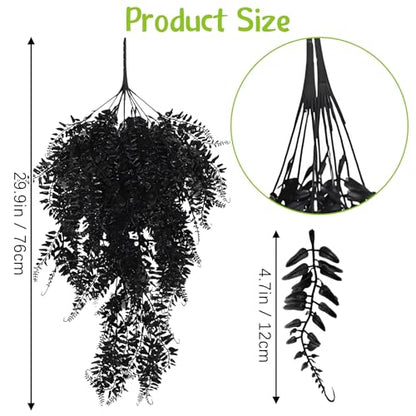 Hamiledyi Reptile Plants Hanging Terrarium Plants 2 Pack Fake Artificial Leaves with Suction Cup for Snake, Lizard, Chameleon (Black) - color: 2 Pcs Black Reptile Plants