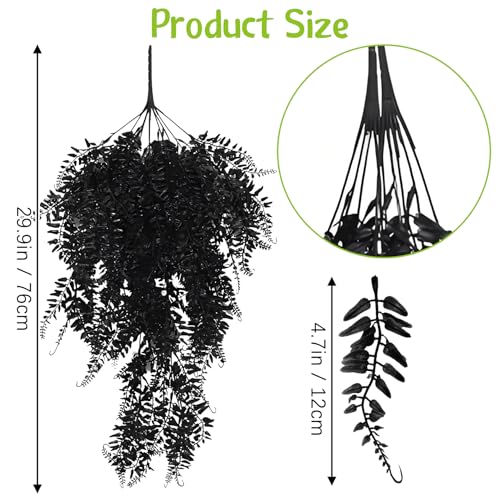 Hamiledyi Reptile Plants Hanging Terrarium Plants 2 Pack Fake Artificial Leaves with Suction Cup for Snake, Lizard, Chameleon (Black) - color: 2 Pcs Black Reptile Plants
