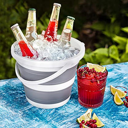 Collapsible Bucket 5L 1.3Gallon Small Cleaning Bucket Mop Buckets for Household Outdoor Car Washing Tub Plastic Foldable Portable Camping Beach Sand Water Pot Pail Space Saving Round