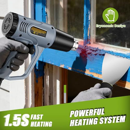 Heat Gun 122℉~1202℉ Dual Temperature Control Pistola De Calor with 4 Nozzles Kit Overload Protection Hot Air Gun For Crafting,Shrink Wrapping, Stripping Paint,5Ft Power Cord (V-F3000W)