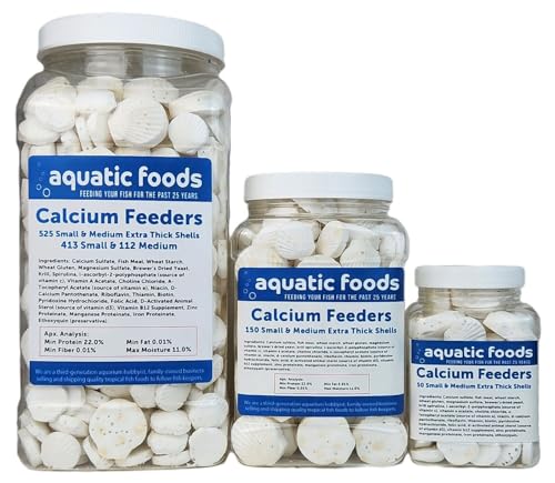 Calcium Feeders Extra Thick Small & Medium Shells... 525ct Large Jar | Extra Thick Shells, For Shrimp, Snails, Crabs, Crayfish, Hermit Crabs, For Tropical Fish - size: 525 Count (Pack of 1)