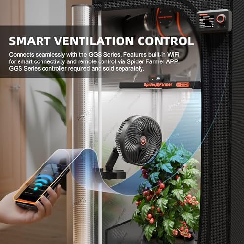 Spider Farmer New Grow Tent Clip Fan 6", EC Motor, Custom 10 Dynamic Wind Speeds and 10-Level Oscillation, Weatherproof IP-54, Powerful Airflow but Quiet for Hydroponics Circulation Cooling - size: 1PC