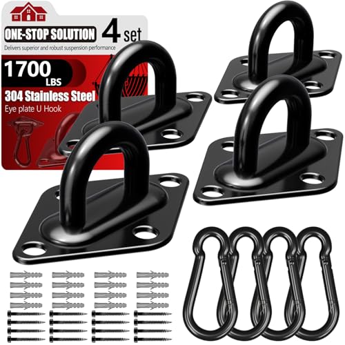 304 Stainless Steel Pad Eye Snap Hook,M10 Ceiling Hook 1700Lb,8Pc | Hanging Kit with Screws for Hammock Chair Swing, Yoga Gym Equipment, Sun Shade Sail, Plant Hangers & Marine Boat Hardware - size: 4 Inch, style: Black Rhombus
