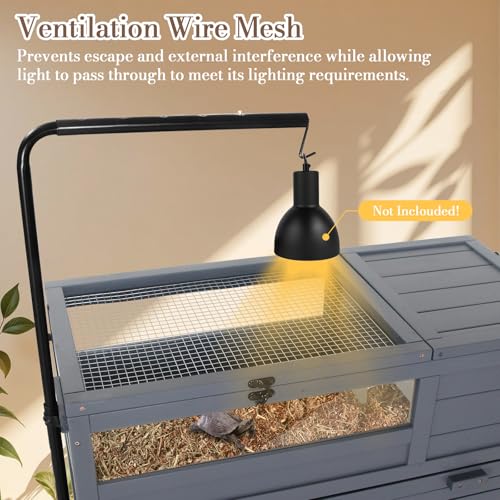 Agitree Premium Reptile Habitat Enclosure, Dark Gray | For Tortoises and Lizards, Adjustable Lighting, 360° Wheels, Easy-Clean Design, Secure Ventilation