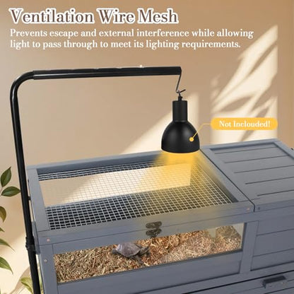 Agitree Premium Reptile Habitat Enclosure, Dark Gray | For Tortoises and Lizards, Adjustable Lighting, 360° Wheels, Easy-Clean Design, Secure Ventilation