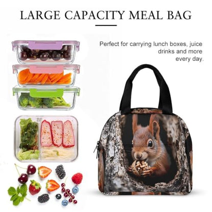 Squirrel Lunch Bag for Women Men | Insulated Lunch Box Leakproof Food Meal Containers Reusable Foldable 6L Capacity Lunch Tote Bags for Work Picnic Travel - color: style-11