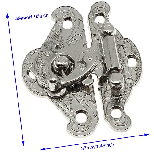 1 Pcs Antique Hasp Latch and 2 Pcs Butterfly-Shape Hinges Decorative Lock Buckle with Matching Screws[FDXGYH,Silver] - color: Silver