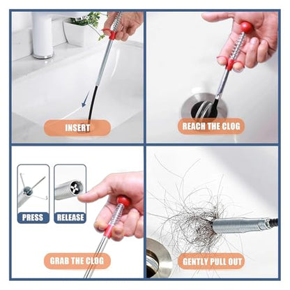 Upgraded Drain Snake, 76 inch Hair Drain Clog Remover Tool ， Sink Snake Drain Clog Remover for Sewer Kitchen Bathroom - style: 76IN