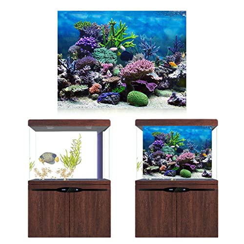 PVC Adhesive Undersea Backdrop, Aquarium Corals Photography Background Fish Poster(122 * 46cm) - size: 122*46cm