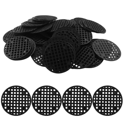 Plant Drainage Mesh Pads, 1.8 Inch, 100pcs Plastic Grid Mat | Round, Breathable Soil Guard, for Potted Plants, Bonsai, Black - size: 1.8 Inch