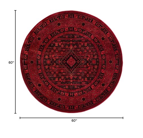 Unique Loom Tekke Collection Area Rug - Sheibani (5' Round, Red/ Black) - size: 5'3" (Round)