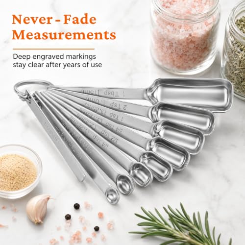 30PCS Measuring Cups and Spoons Set, 7 Nesting Measuring Cups, 18 Measuring Spoons and 5 Mini Spoons, Stainless Steel Kitchen Measuring Set for Dry and Liquid Ingredients, Perfect for Cooking & Baking - size: 30PCS Set