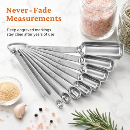 30PCS Measuring Cups and Spoons Set, 7 Nesting Measuring Cups, 18 Measuring Spoons and 5 Mini Spoons, Stainless Steel Kitchen Measuring Set for Dry and Liquid Ingredients, Perfect for Cooking & Baking - size: 30PCS Set