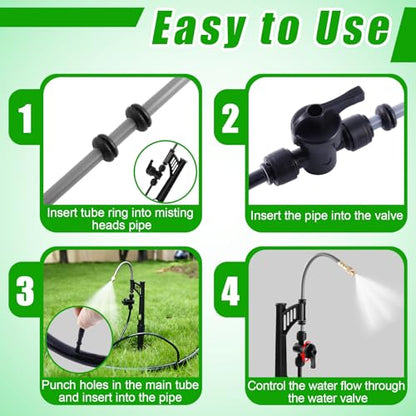 15 Sets 360° Adjustable Irrigation Misting Heads with Stake | Micro Spray Emitters with 1/4" Irrigation Tubing on Riser Stake,Atomizing Sprinkler Stake Assembly for Garden Watering System - size: 15 Sets Misting Heads with Stake
