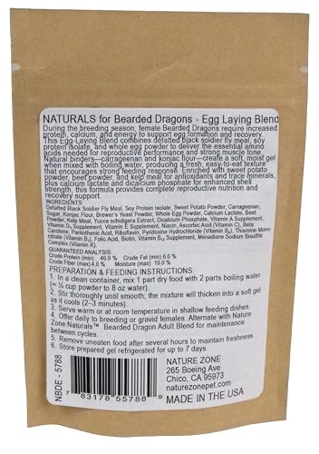 Nature Zone Naturals Bearded Dragon Food - Egg Laying with Extra Calcium, 2 oz, for Australian Inland Pogona vitticeps