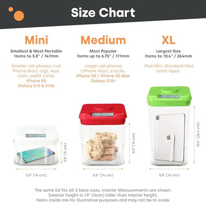﻿﻿﻿K-Safe Time Locking Container (Medium), Timed Lock Box for Cell Phones, Snacks, and Other Unwanted Temptations (White Lid + White Base, with Access Port)
