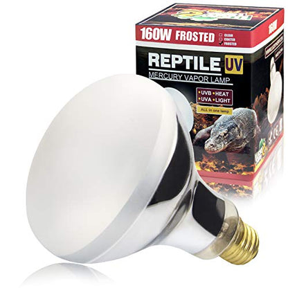 LUCKY HERP 160 Watt UVA+UVB Vapor Heat Lamp Bulb, High Intensity Self-Ballasted Heat Basking Lamp/Bulb/Light for Reptile and Amphibian, Sun Lamp for Bearded Dragon Lizard Turtle - size: 160