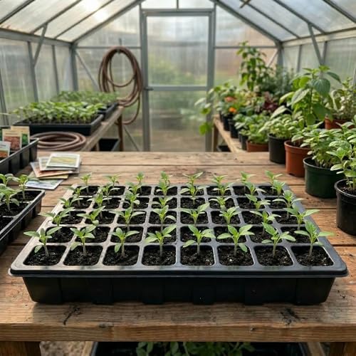 Gardzen 10-Set Garden Propagator Set, Seed Tray Kits with 400-Cell, Seed Starter Tray with Dome and Base 15" x 9" (40-Cell Per Tray) | 400 Cell Garden Propagator Kit with Seed Trays, Humidity Dome and Base for Starting Seeds - size: 40-Cell 10-Pack