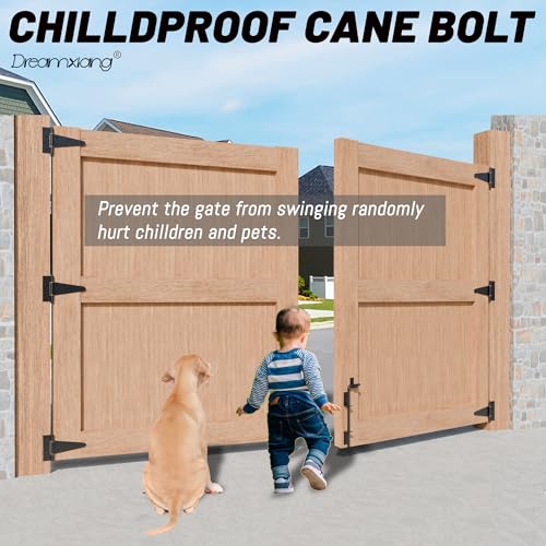 18" Heavy Duty Cane Bolt Gate Drop Rod Extra Thick Hardware Ground Latch for Wood PVC Vinyl Metal Fences Gates, Double Doors, Black Solid Steel-2 Pack - color: 18 Inch