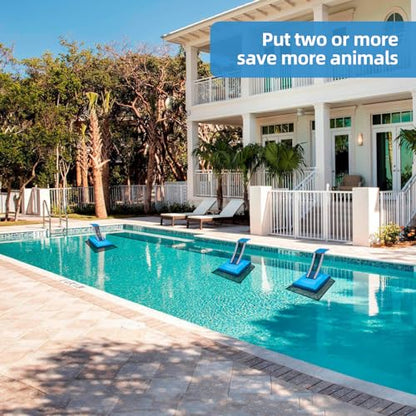 HKZ Pool Frog Animal Escape Ramp - Pool Critter Frog Saver Escape Ramp Log for Swimming Pool with Reflective Strips, Frog Pool Saver Small Critters, Lizards, Ducks, Snakes, Squirrel (Blue)