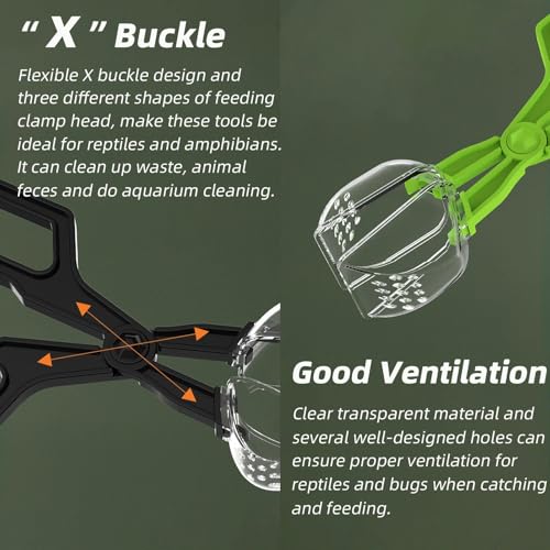 Romansk 3 Pack Reptile Feeding Clamp | Reptile Poop Scoop Reptile Feeding and Cleaning Tool for Gecko Lizard Bearded Dragon and Other Small Animals
