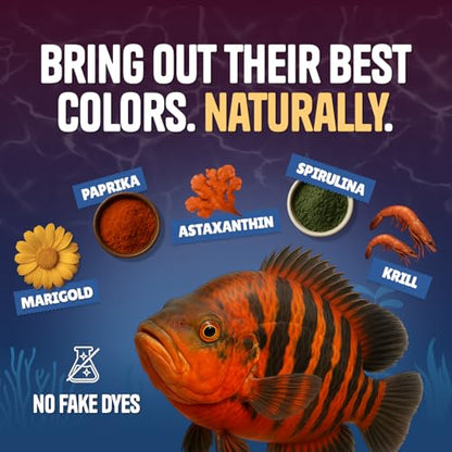 Pure Predator Cichlid Pellets | High Protein Cichlid Fish Food | Sinking Fish Food Pellets for Freshwater & Tropical Fish | Oscar & Large Cichlid Food | Aquarium Fish Food 3.5oz