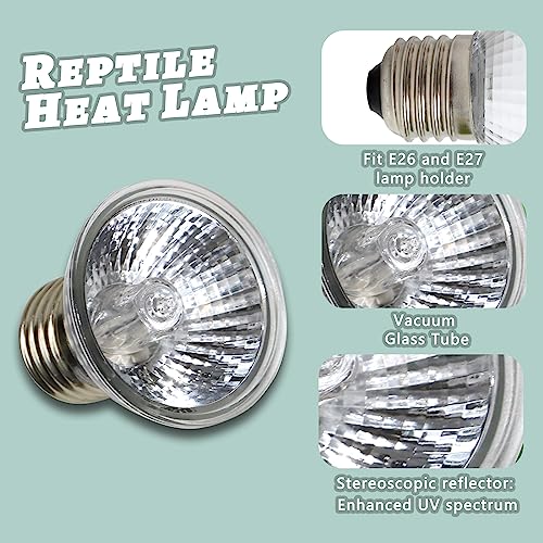 LUCKY HERP 4 Pack 25W UVA UVB Reptile Light Bulbs, Heat Lamp Bulbs for Reptiles and Amphibians, Basking Light Bulb for Turtle, Bearded Dragon, Lizard Heating Use - size: 25*4