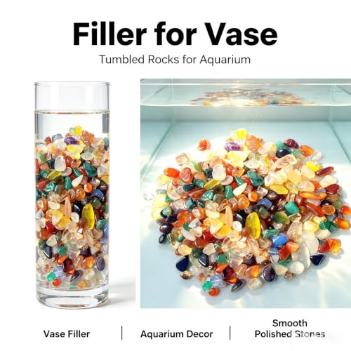 Rocks for Plants Indoor,Aquarium Gravel(Agate) | 0.44lb Agate Aquarium Gravel Rocks ,Crystal Chips Stone Crushed Quartz for Crafts, Vases Filler, Succulent Plants - color: Agate
