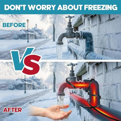 3FT-160FT Heat Tape for Water Pipes,Heating Cable for Pipe F (9FT) | reeze Protection,Water Pipe Insulation/Roof Snow De-Icing,Deicing Heating Cable - style: 9FT