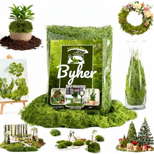 Fake Moss for Crafts – 3.5OZ Fluffy Cloudlike Artificial Moss for Potted Plant Indoor & Fairy Gardens – Realistic Green Moss Alternative for Terrariums, Dioramas, Model Scenes (Light Green) - color: Light Green