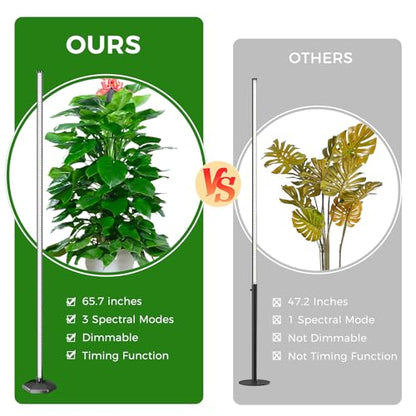 Grow Lights for Indoor Plants with Timer, 192 LEDs 42W Vertical Full Spectrum Grow Light 65 Inch Standing Grow Lights 3 Light Modes 5-Level Dimmable Wide Coverage - color: 1PC