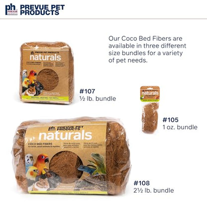 Prevue Pet Products Small Animal Coco Bed Fibers 2.5 lbs - 100% Natural Sterilized Coconut Fiber to Nest, Bedding & Replenishing Toys, Enrichment Material for Birds, Hamsters, Gerbils, & Small Pets